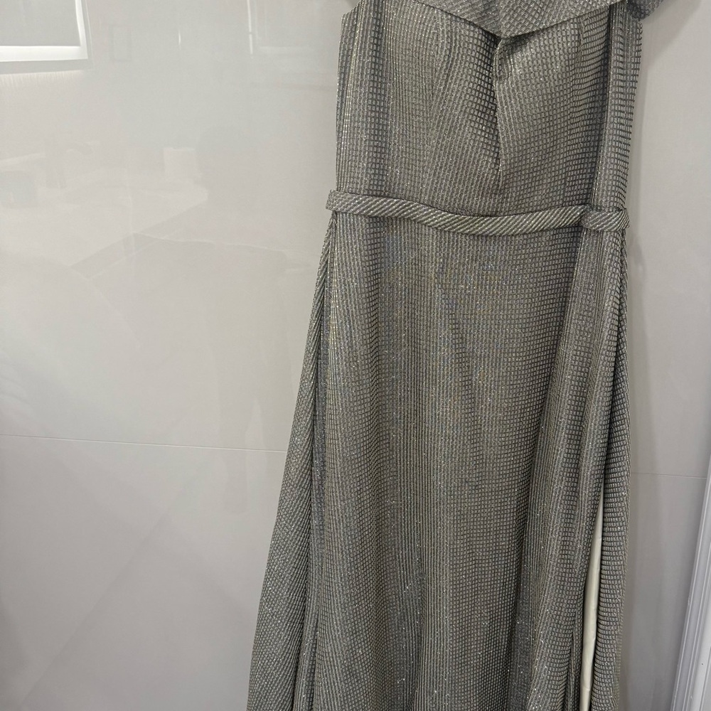 Jovani Metallic Silver Gown